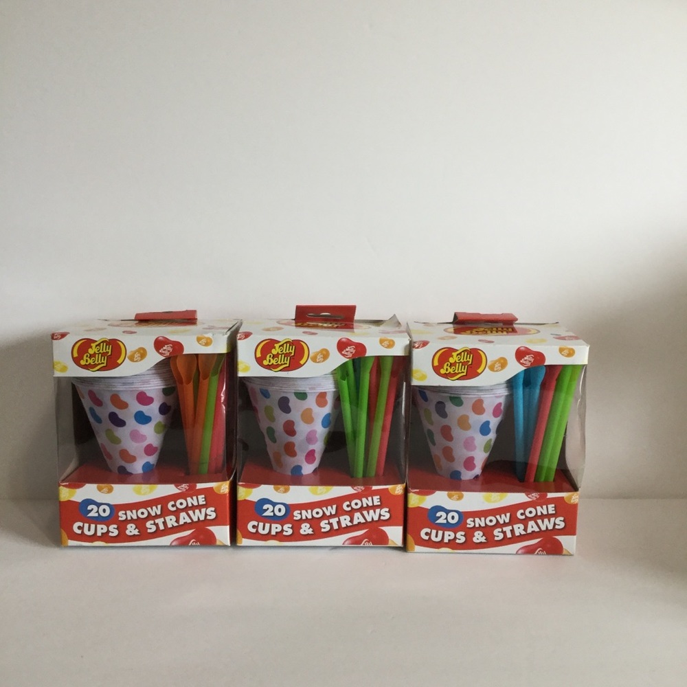 Jelly Belly Snow cone cups & straws NEW in box NWT summer pool party bbq kids